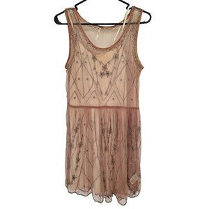 Free People Tan Ruffled Tiered Mini Dress